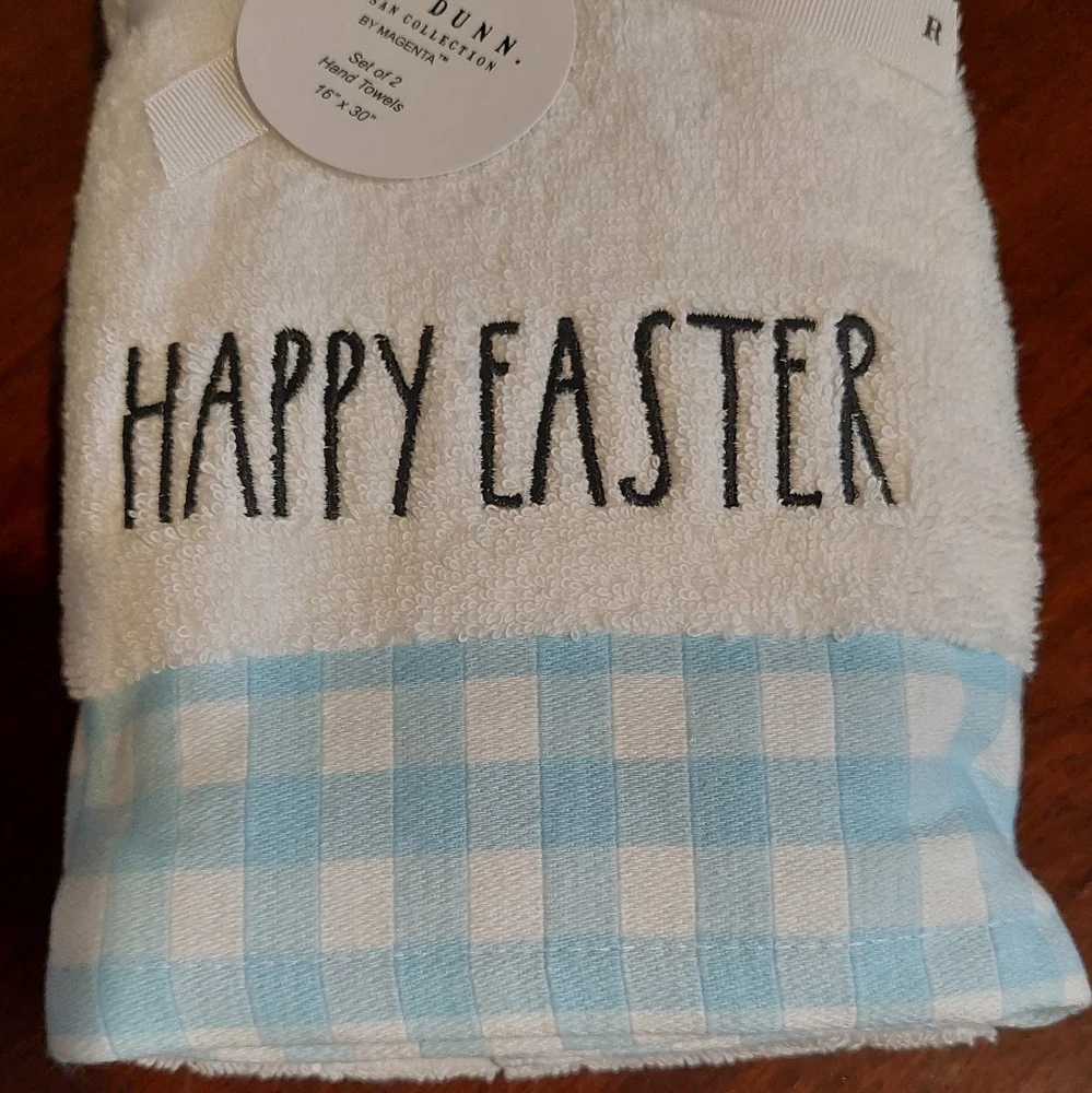 NWT RAE DUNN Happy Easter, Set of 2 Hand Towels